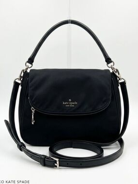 Women's Kate Spade New York Handbag‎/Crossbody Black Nylon Leather Trim.